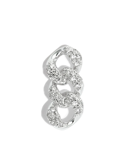 Shay 18k White Gold Triple Link Diamond Earring In Silver