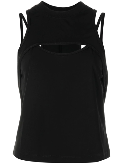 Rta Della Cut-out Shoulders Stretch-crepe Top In Black