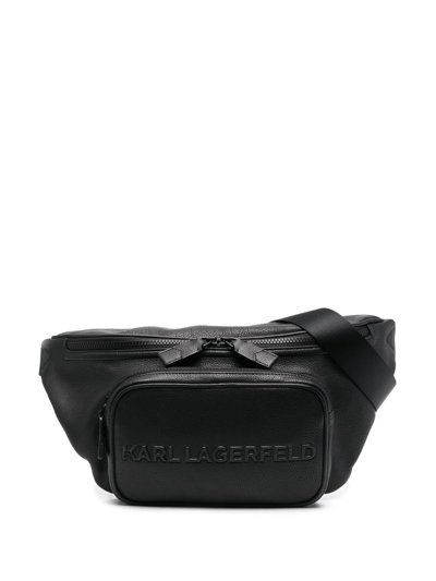 Karl Lagerfeld Embossed-logo Belt Bag In Black