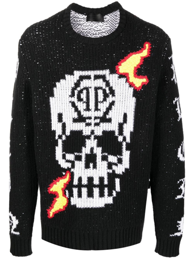 Philipp Plein Skull-detail Knit Jumper In Black