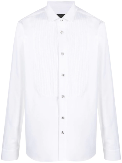 Philipp Plein Pleated-panel Detail Shirt In White