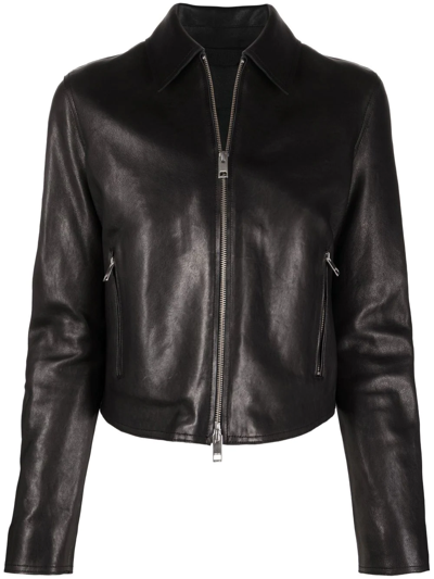 Diesel Zip-fastening Leather Jacket In Black