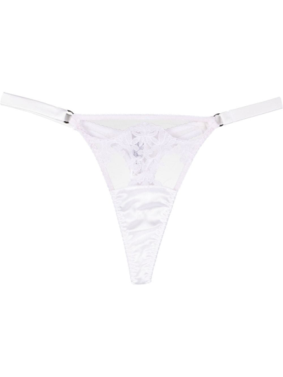 Fleur Of England Aria Lace-panel Thong In White