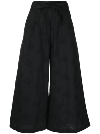Odeeh Embroidered Cropped Trousers In Black