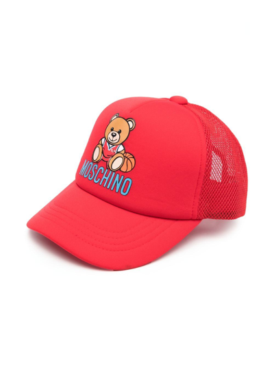 Moschino Babies' Teddy Bear Baseball Cap In Red