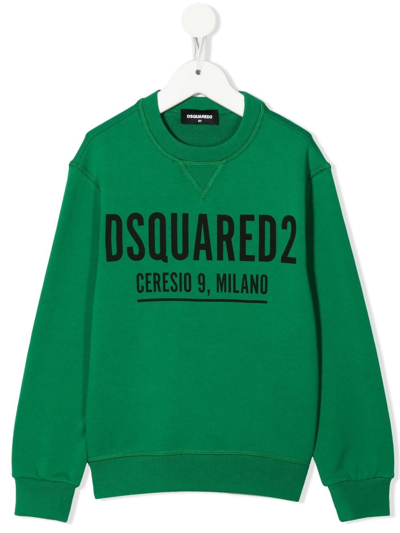 Dsquared2 Kids Green Logo-print Cotton Sweatshirt