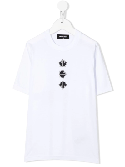 Dsquared2 Teen Maple Leaf-print T-shirt In White