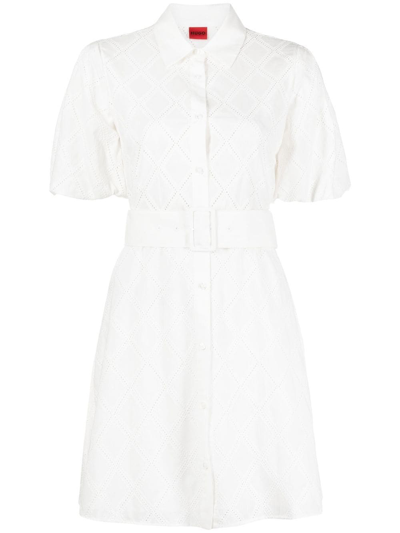 Hugo Broderie-anglaise Shirt Dress In White