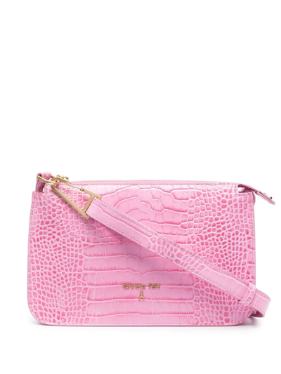 Patrizia Pepe Hobo Crocodile-embossed Medium Bag In Pink