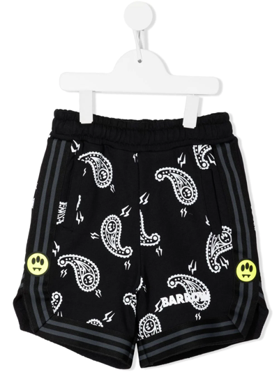 Barrow Kids' Paisley-print Casual Shorts In Black