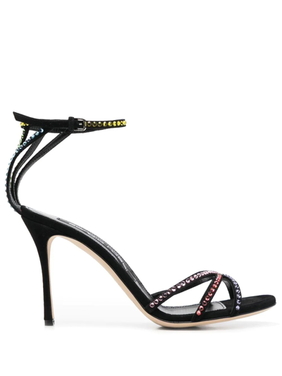 Sergio Rossi Godiva Evening Leather Sandals In Black