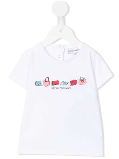 Emporio Armani Babies' Logo-print T-shirt In White