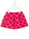Emporio Armani Monogram-jacquar Flared Skirt In Red
