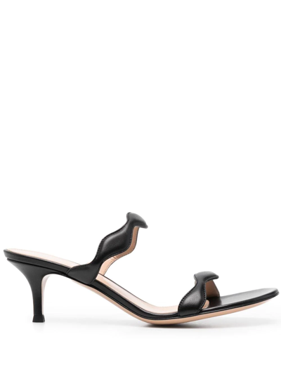 Gianvito Rossi Double-strap Leather Mules In Black