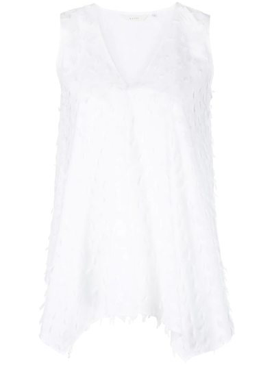 Xacus Sleeveless Assymetric Top In White
