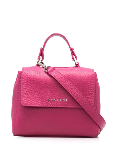 Orciani Logo-plaque Leather Tote Bag In Pink