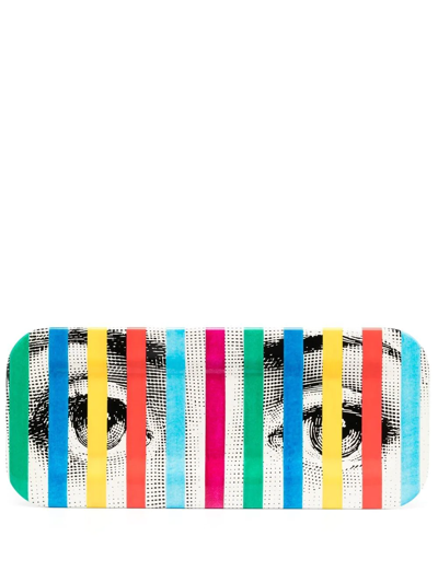 Fornasetti Striped Graphic Print Tray In White