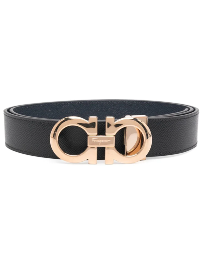 Ferragamo Gancini-buckle Detail Belt In Black