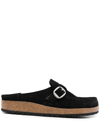 Birkenstock Black Buckley Shearling Suede Slip-on Shoes In Black
