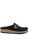 Birkenstock Black Buckley Shearling Suede Slip-on Shoes In Black