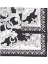 Versace Sliver Baroque Silk Foulard In Black White