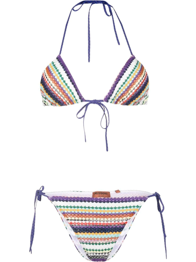 Missoni Stripe-embroidered Mid-rise Triangle Bikini In Разноцветный