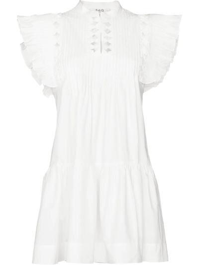 Sea New York White Phoebe Cotton Mini Dress