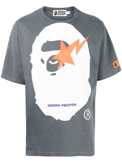 A Bathing Ape Graphic Logo-print T-shirt In Grey