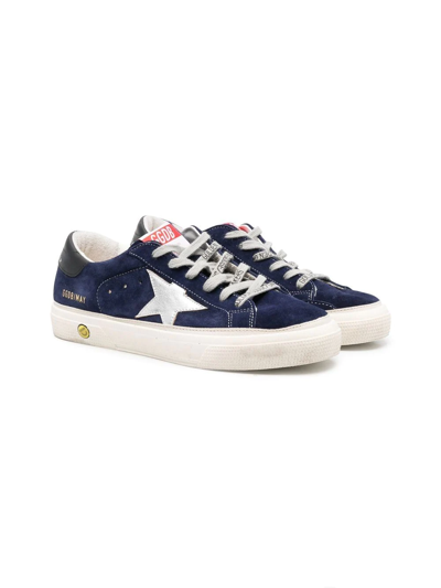 Golden Goose Teen May Low-top Lace-up Sneakers In Blu