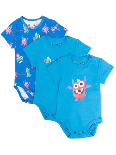 Off-white Babies' 婴幼儿 - 棉质针织连身衣三件套装 In Blue Multi