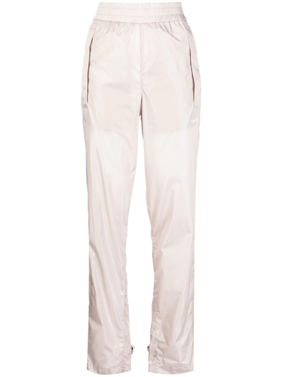 Off-white Diagonal-stripe Straight-leg Trousers In Brown