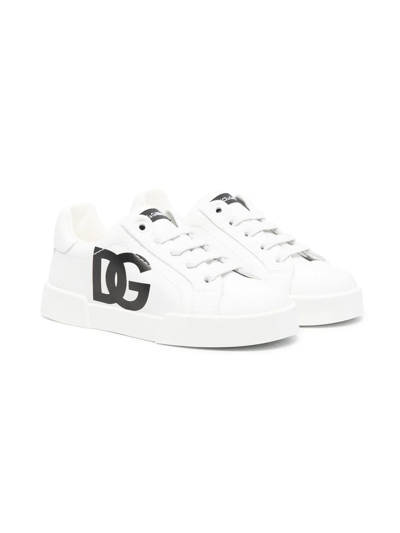 Dolce & Gabbana Kids' Logo-print Low-top Sneakers In White
