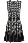 Alexander Mcqueen Intarsia-knit Belted Dress In Mixed Colours
