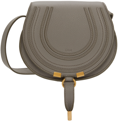 Chloé Gray Small Marcie Saddle Bag In 053 Cashmere Grey