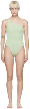 Hunza G Nancy One-shoulder One-piece Swimsuit In Sage