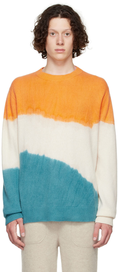 The Elder Statesman Blot Tie-dyed Cashmere Sweater In Orange