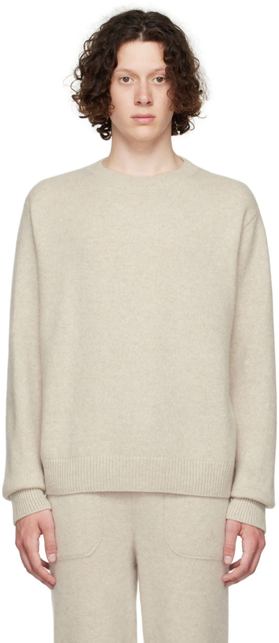 The Elder Statesman Off-white Cashmere Sweater In 100 White