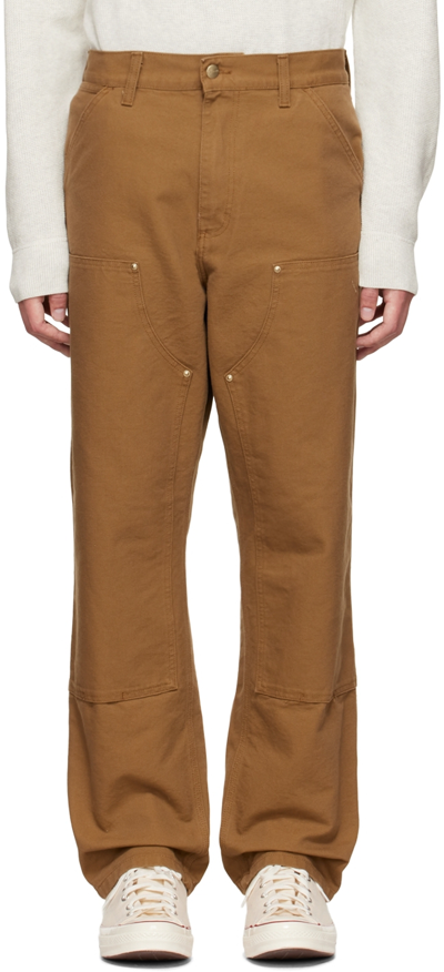 Carhartt Double Knee Straight-leg Organic Cotton-canvas Trousers In Tamarind
