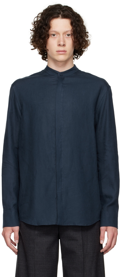 Gabriela Hearst Navy Linen Shirt In Dark Navy