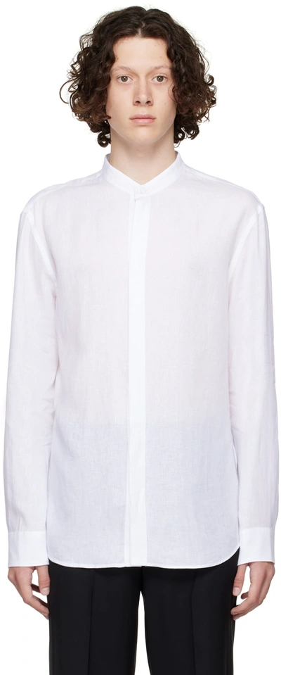 Gabriela Hearst Ollie Grandad-collar Linen Shirt In White