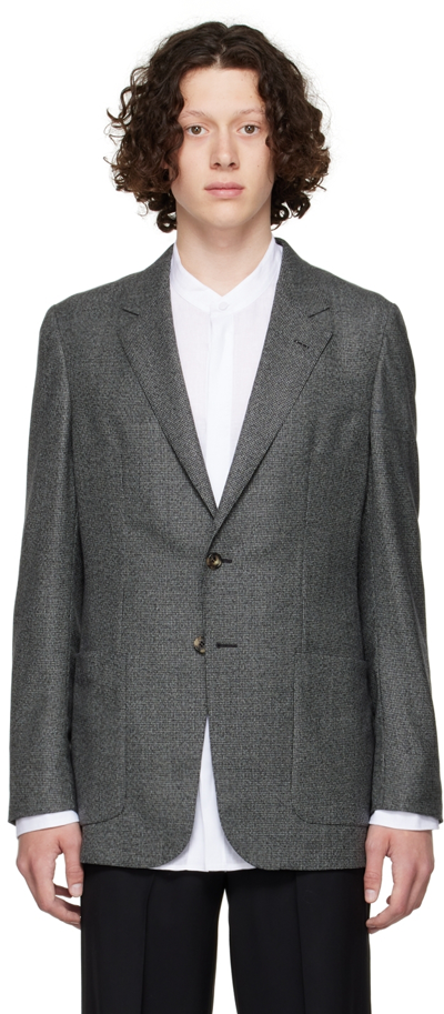 Gabriela Hearst Gray Paz Blazer In Grey Black Multi