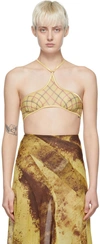 Knwls Ssense Exclusive Yellow Bra In Yellow Chain Argyle