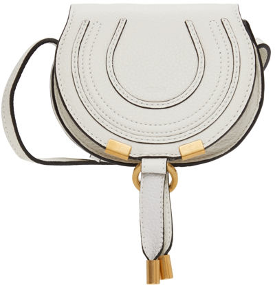 Chloé White Nano Marcie Saddle Shoulder Bag In 101 White