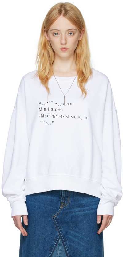 Maison Margiela Roundneck Sweatshirt With Logo Print In White