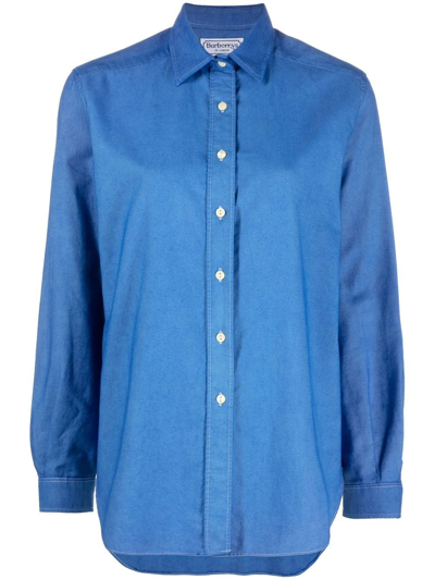 Pre-owned Burberry 2000s Long-sleeved Button-up Shirt In Blue