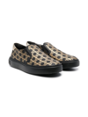 Balmain Teen Monogram-print Slip-on Sneakers In Black