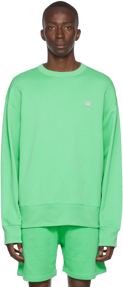 Acne Studios Face-patch Organic Cotton Sweatshirt In Fern Green