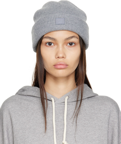 Acne Studios Gray Wool Beanie In Gray