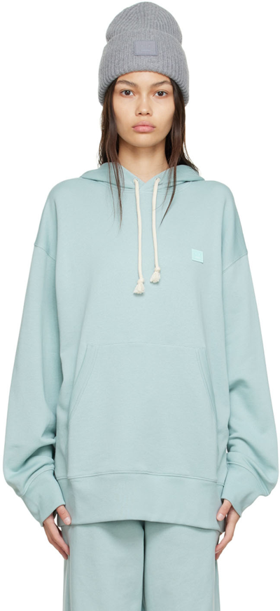 Acne Studios Blue Organic Cotton Hoodie In Aqh Ice Blue