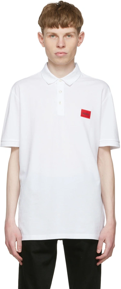 Hugo Logo-patch Cotton Polo Shirt In White